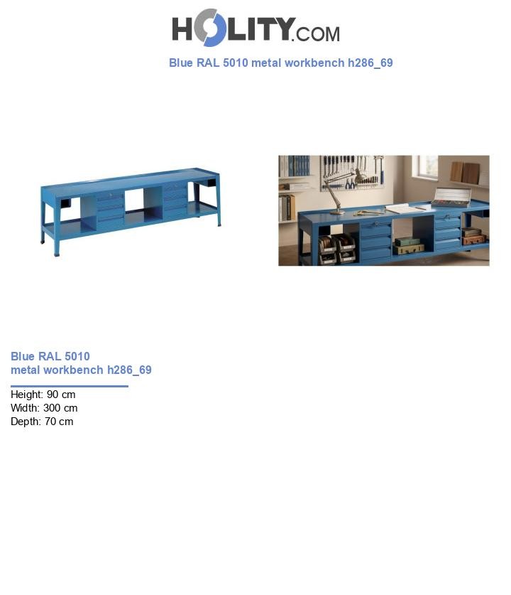 Blue RAL 5010 metal workbench h286_69