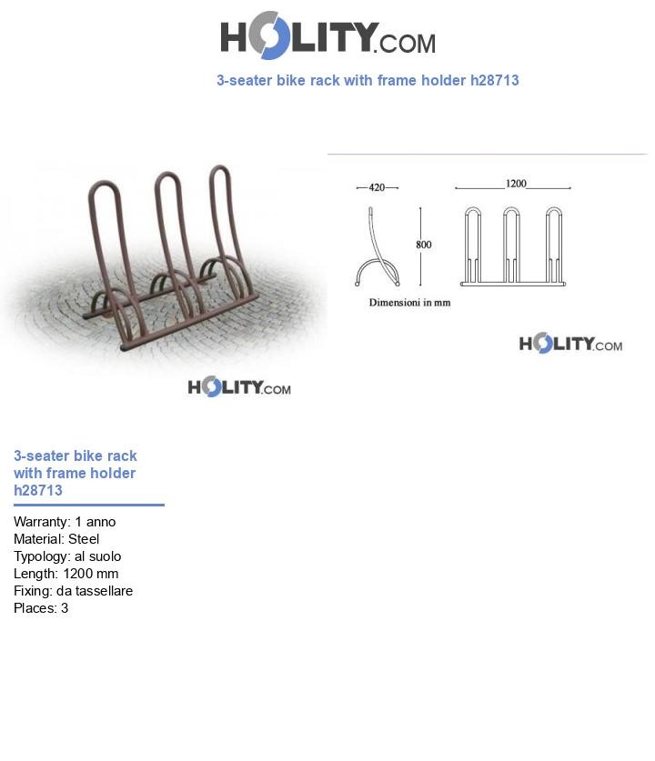 3-seater bike rack with frame holder h28713