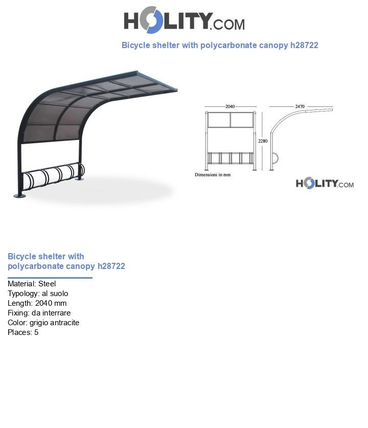 Bicycle shelter with polycarbonate canopy h28722