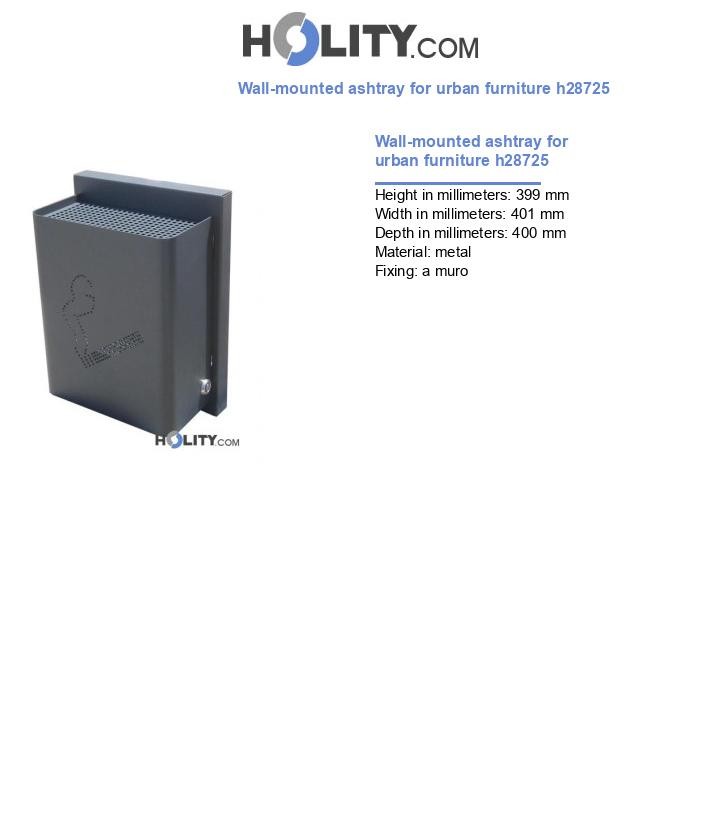 Wall-mounted ashtray for urban furniture h28725