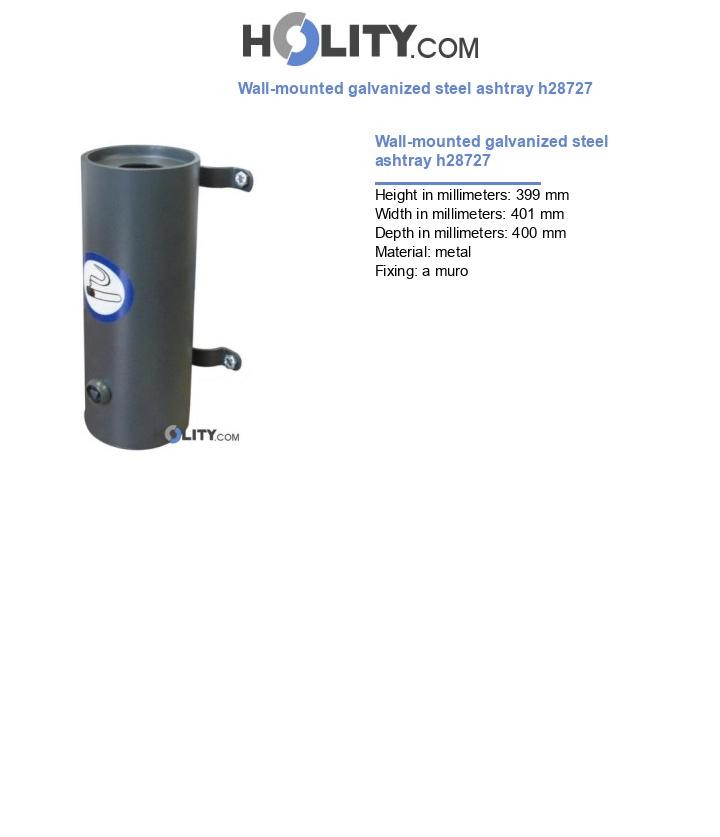 Wall-mounted galvanized steel ashtray h28727