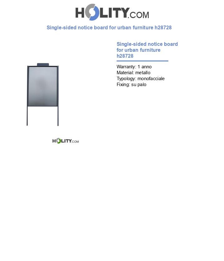 Single-sided notice board for urban furniture h28728