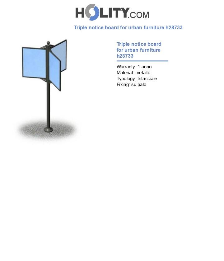 Triple notice board for urban furniture h28733