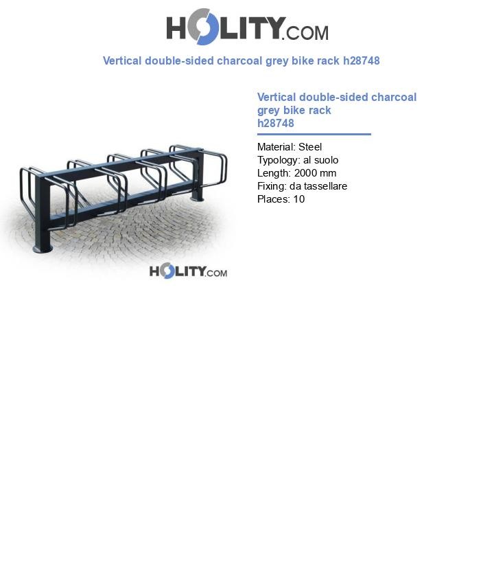 Vertical double-sided charcoal grey bike rack h28748