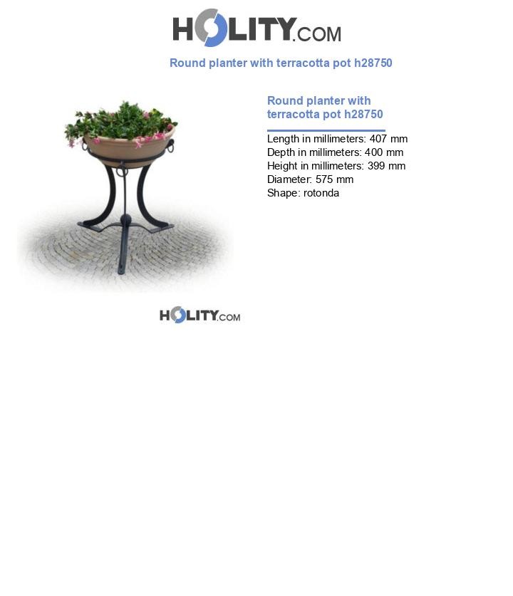 Round planter with terracotta pot h28750