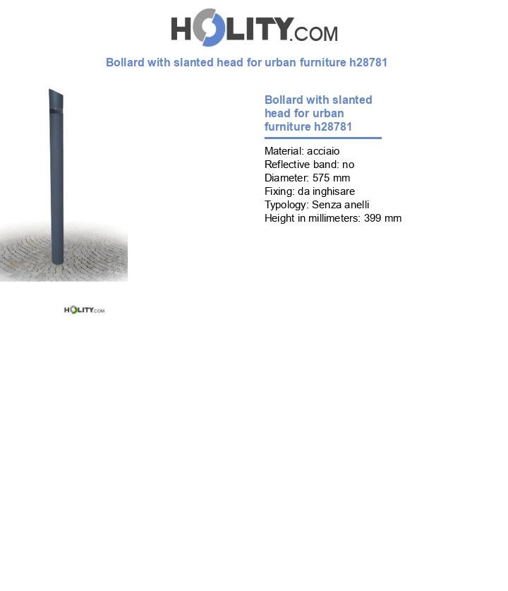 Bollard with slanted head for urban furniture h28781