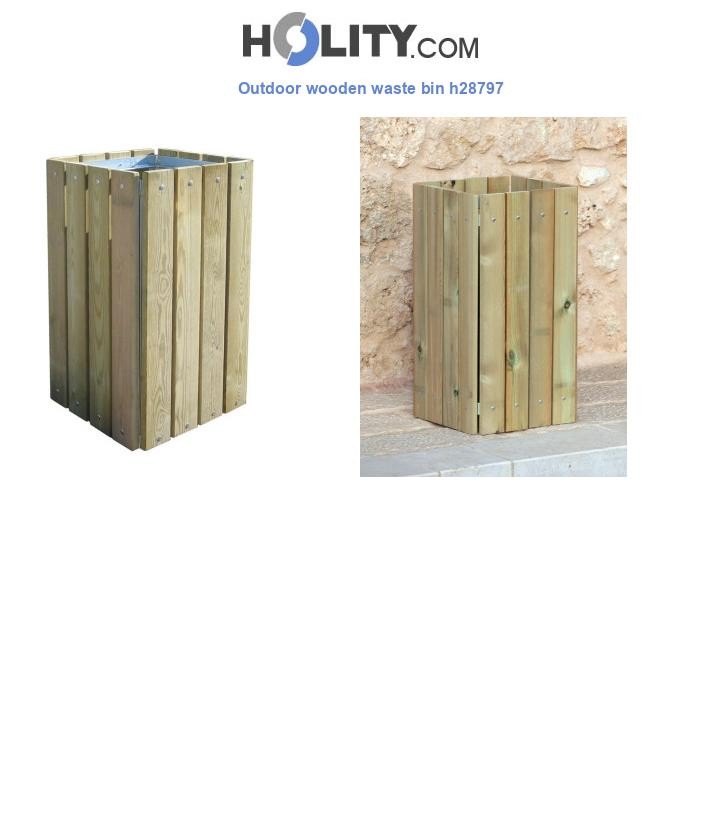 Outdoor wooden waste bin h28797
