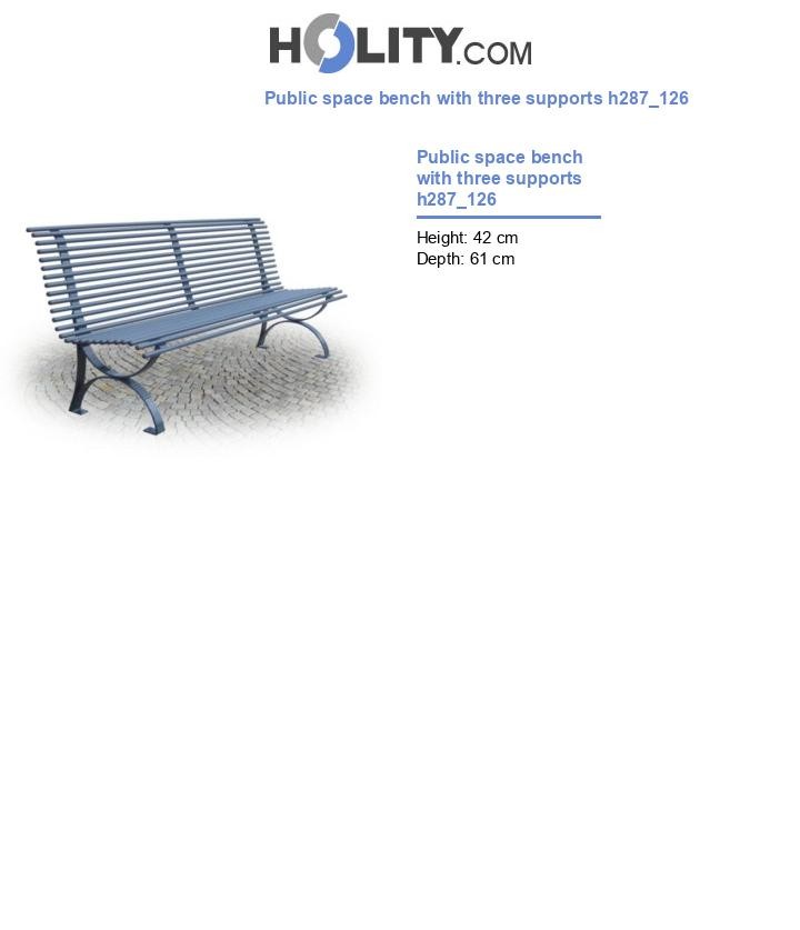 Public space bench with three supports h287_126