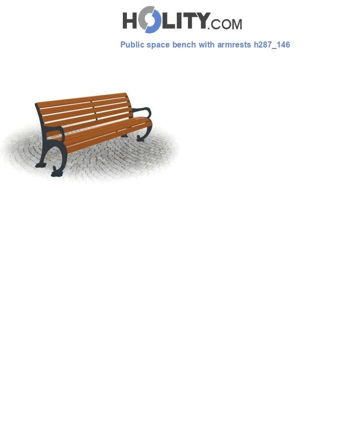 Public space bench with armrests h287_146