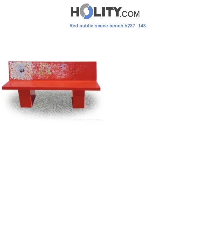 Red public space bench h287_148