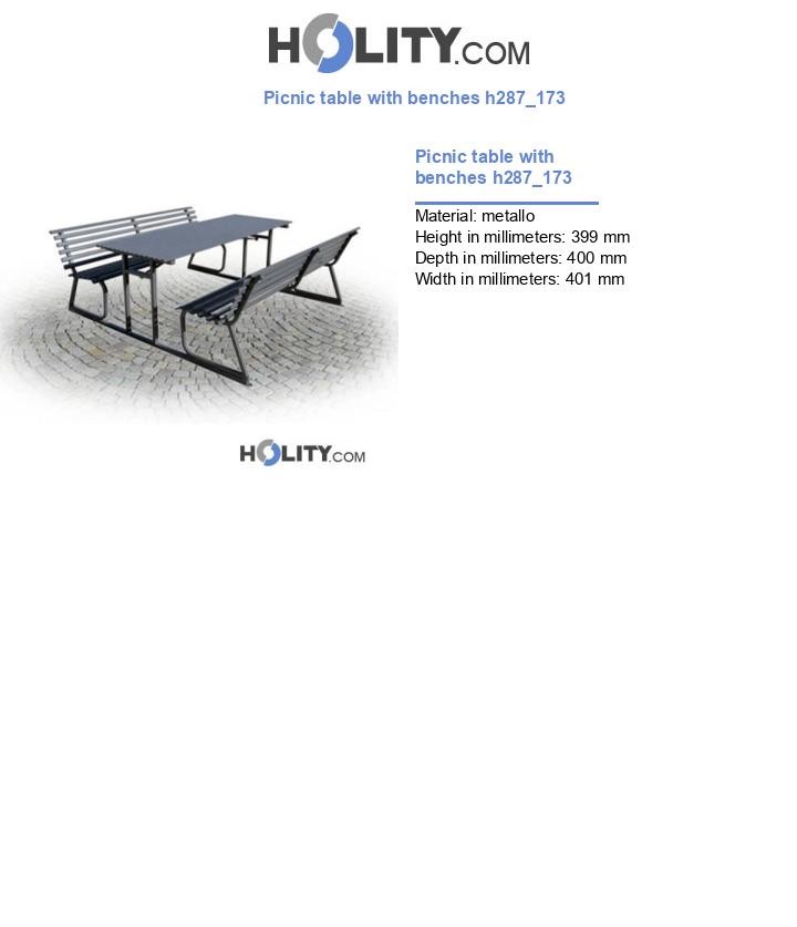 Picnic table with benches h287_173