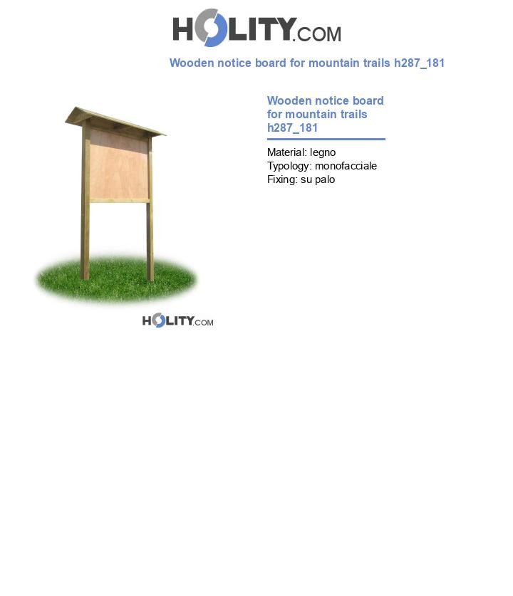 Wooden notice board for mountain trails h287_181