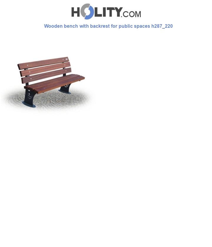 Wooden bench with backrest for public spaces h287_220