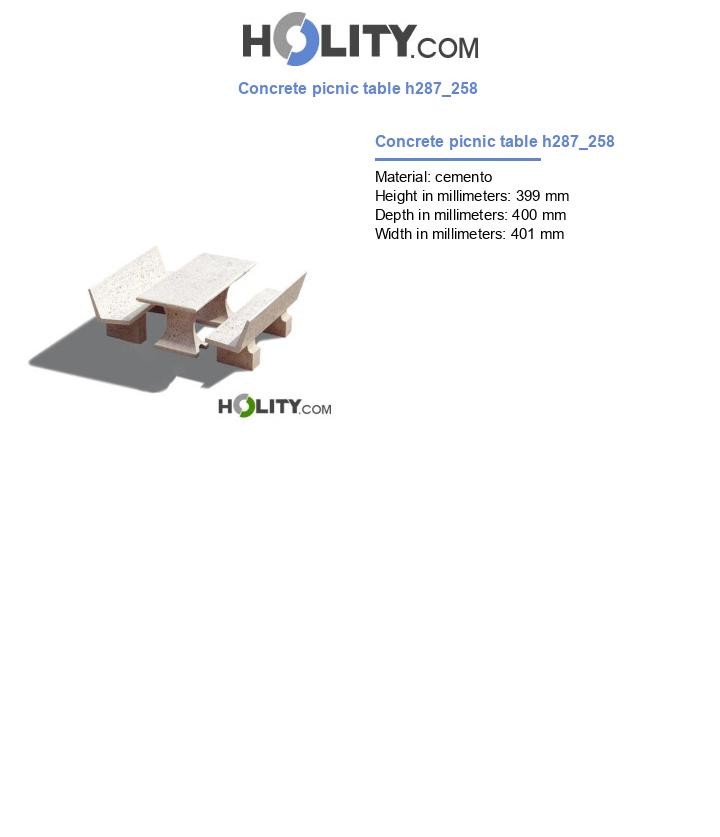 Concrete picnic table h287_258