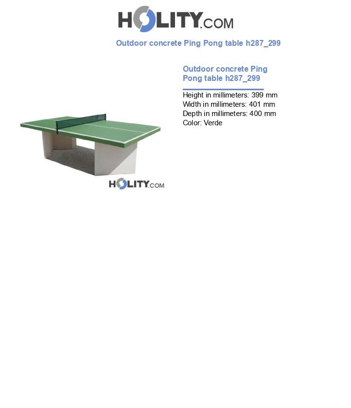 Outdoor concrete Ping Pong table h287_299