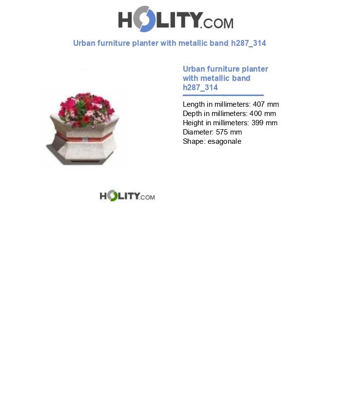 Urban furniture planter with metallic band h287_314