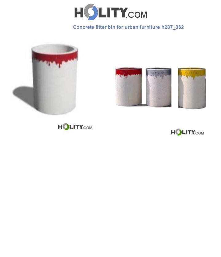 Concrete litter bin for urban furniture h287_332