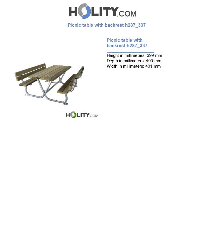 Picnic table with backrest h287_337