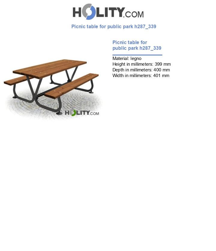 Picnic table for public park h287_339