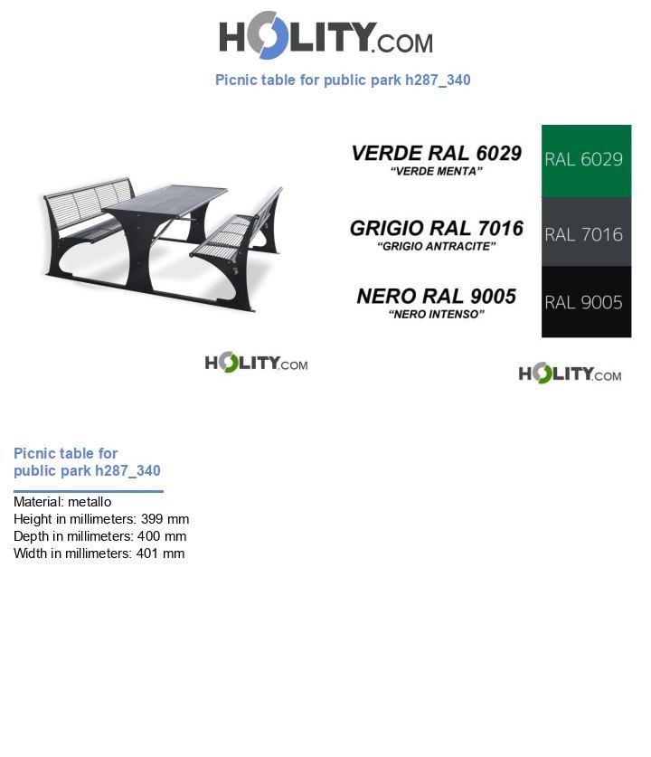 Picnic table for public park h287_340