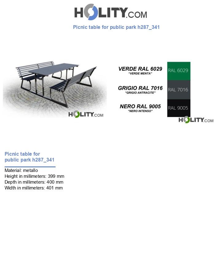 Picnic table for public park h287_341