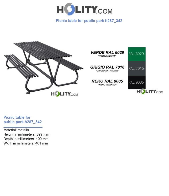 Picnic table for public park h287_342