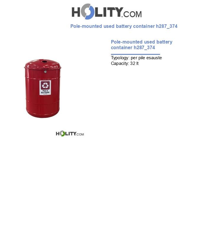 Pole-mounted used battery container h287_374