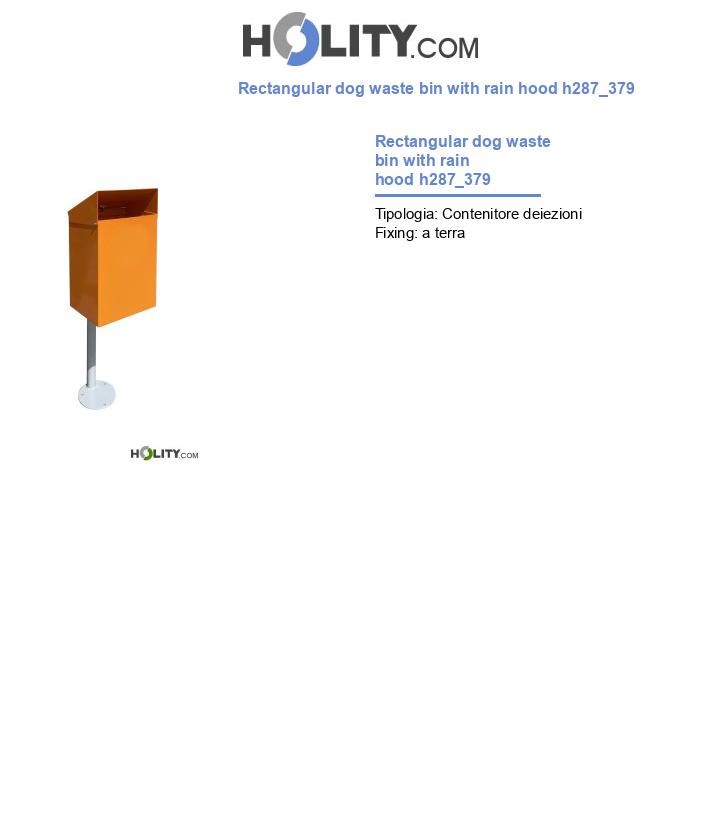 Rectangular dog waste bin with rain hood h287_379