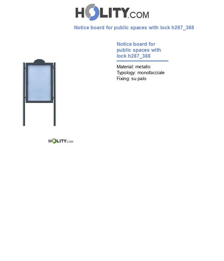 Notice board for public spaces with lock h287_388