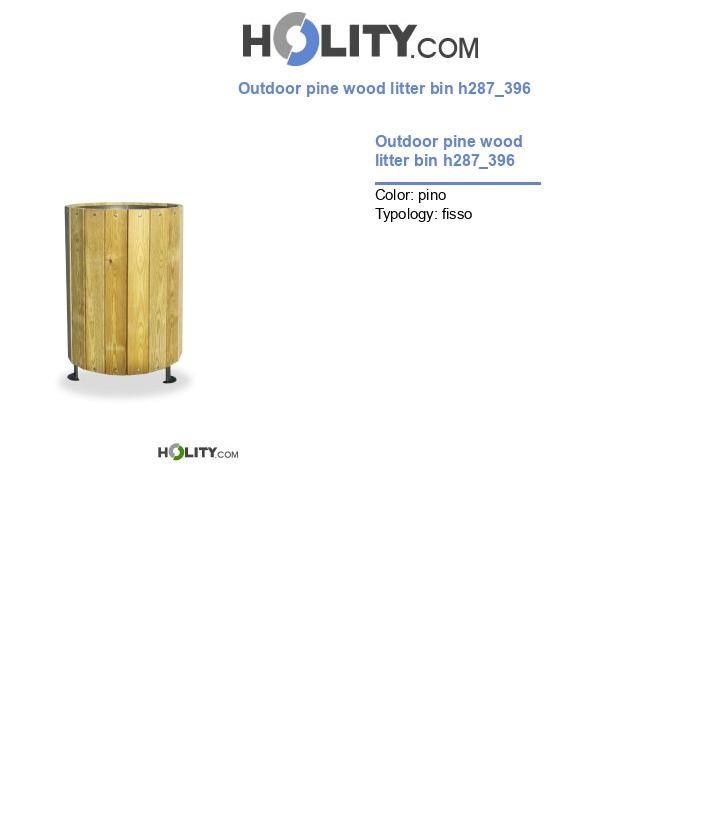 Outdoor pine wood litter bin h287_396