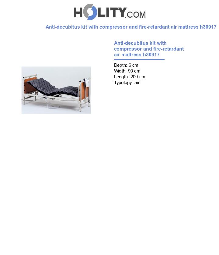 Anti-decubitus kit with compressor and fire-retardant air mattress h30917