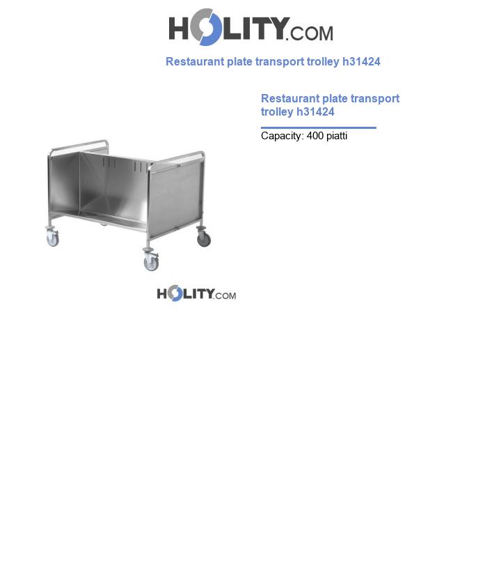 Restaurant plate transport trolley h31424