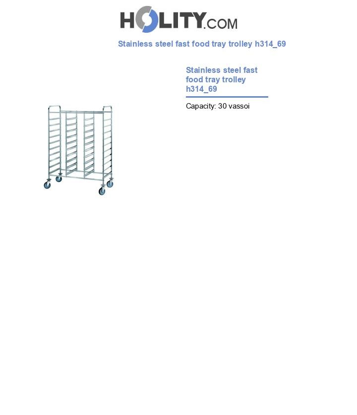 Stainless steel fast food tray trolley h314_69