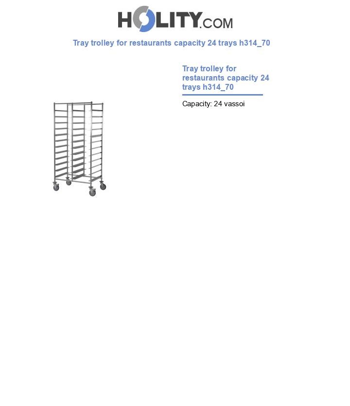 Tray trolley for restaurants capacity 24 trays h314_70