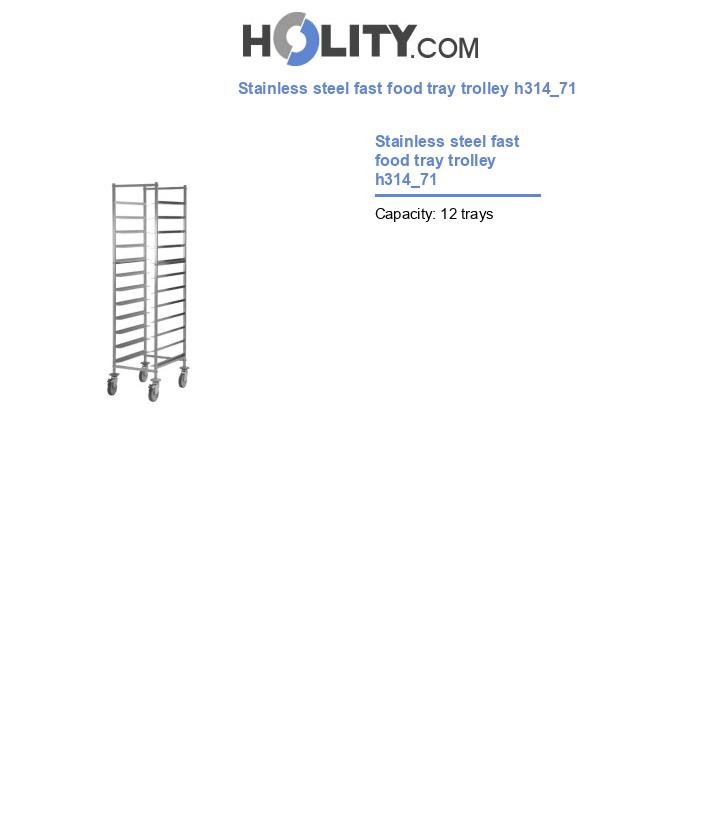 Stainless steel fast food tray trolley h314_71