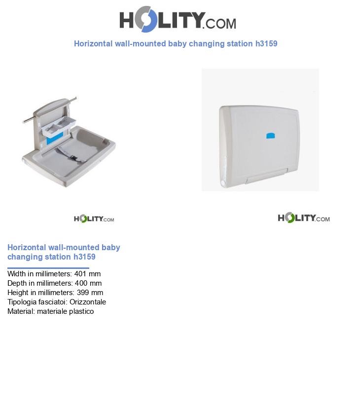 Horizontal wall-mounted baby changing station h3159