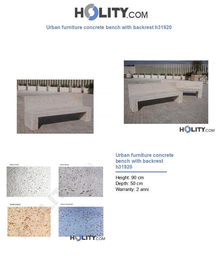 Urban furniture concrete bench with backrest h31920