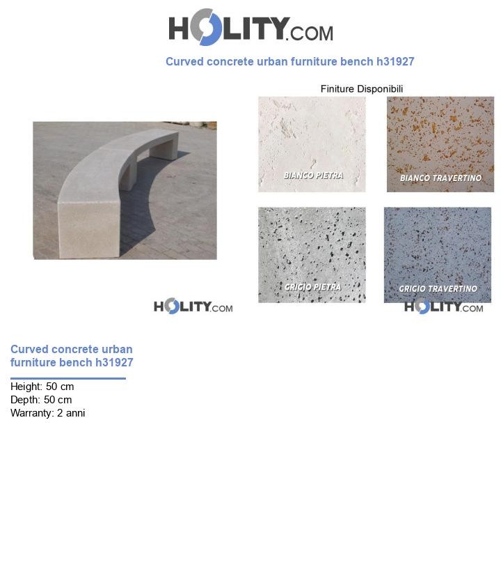 Curved concrete urban furniture bench h31927