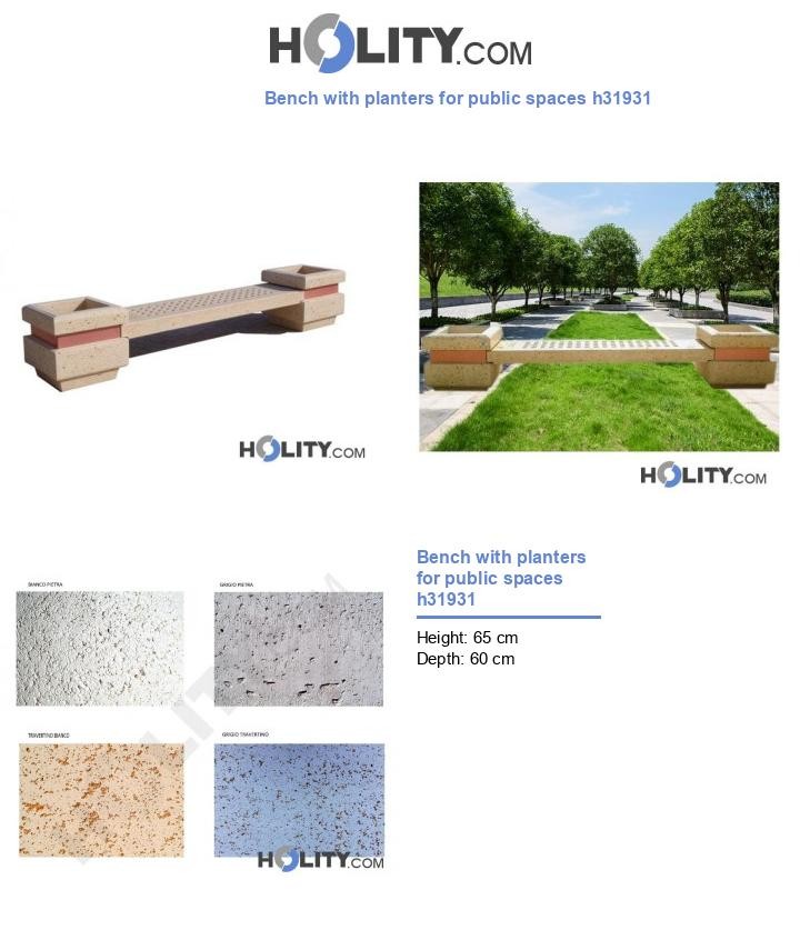 Bench with planters for public spaces h31931