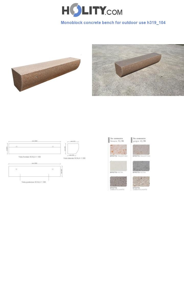 Monoblock concrete bench for outdoor use h319_104