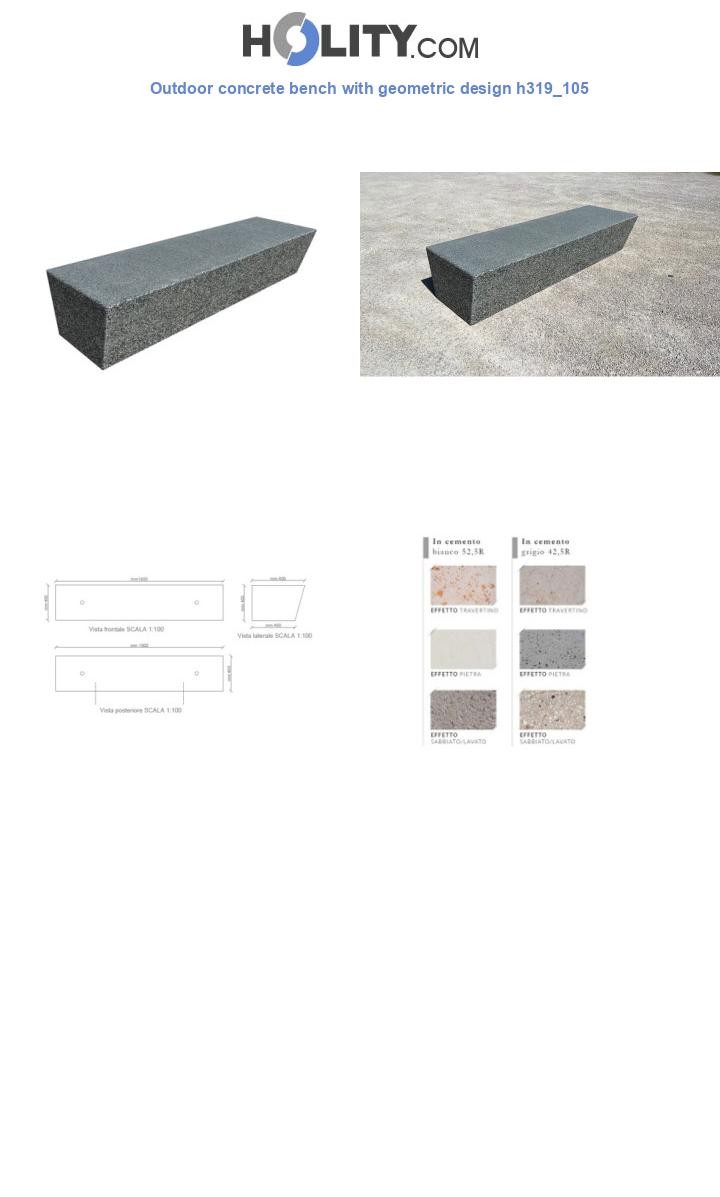 Outdoor concrete bench with geometric design h319_105