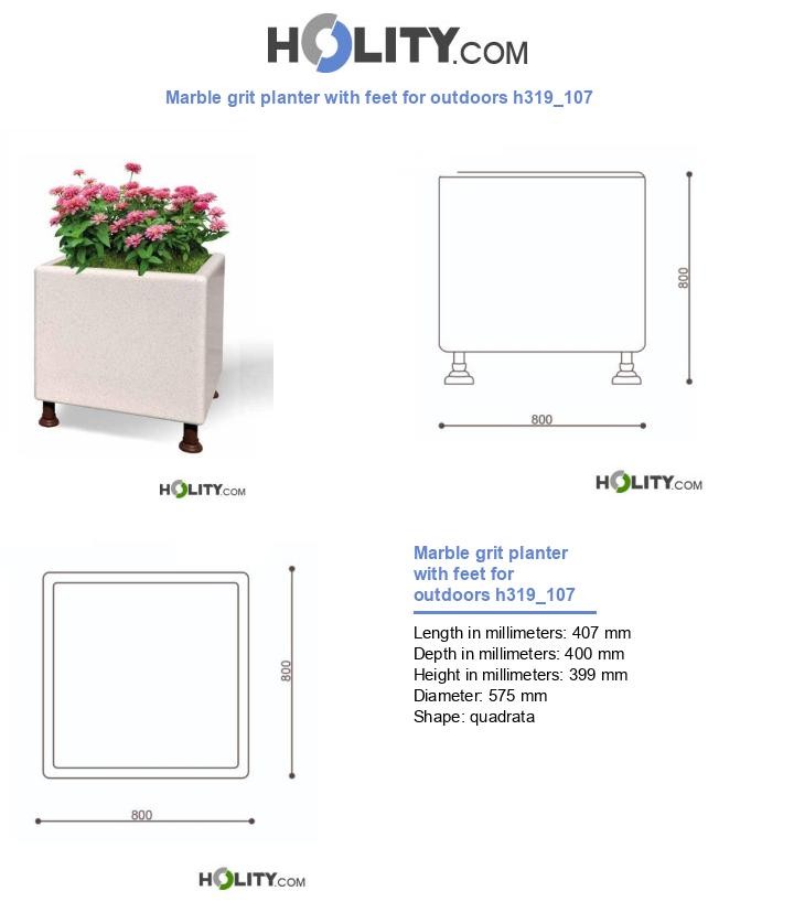 Marble grit planter with feet for outdoors h319_107