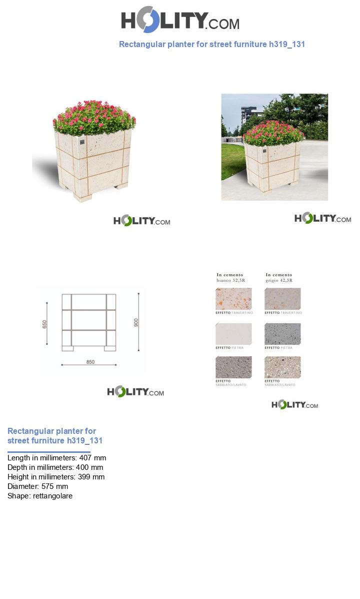 Rectangular planter for street furniture h319_131