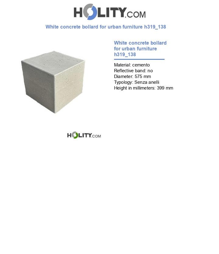 White concrete bollard for urban furniture h319_138