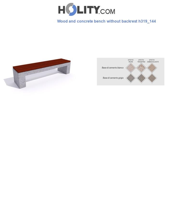 Wood and concrete bench without backrest h319_144