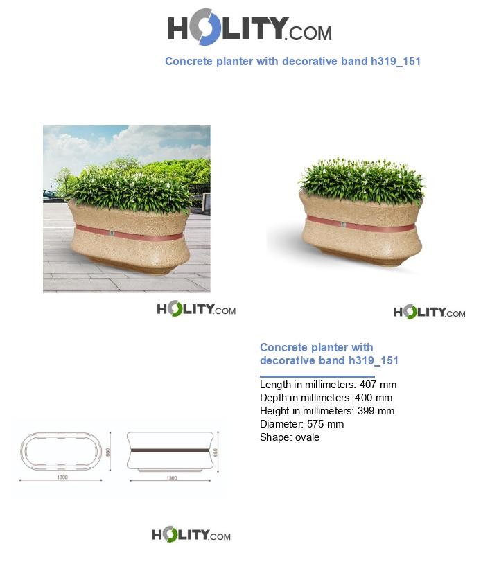 Concrete planter with decorative band h319_151