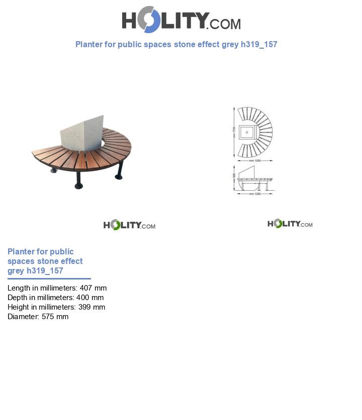 Planter for public spaces stone effect grey h319_157