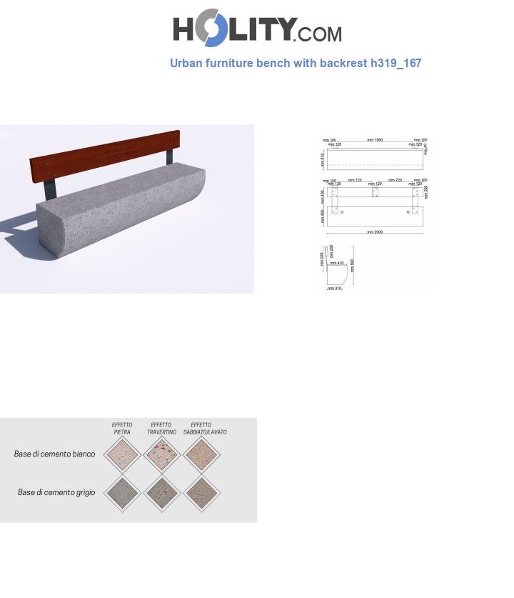 Urban furniture bench with backrest h319_167