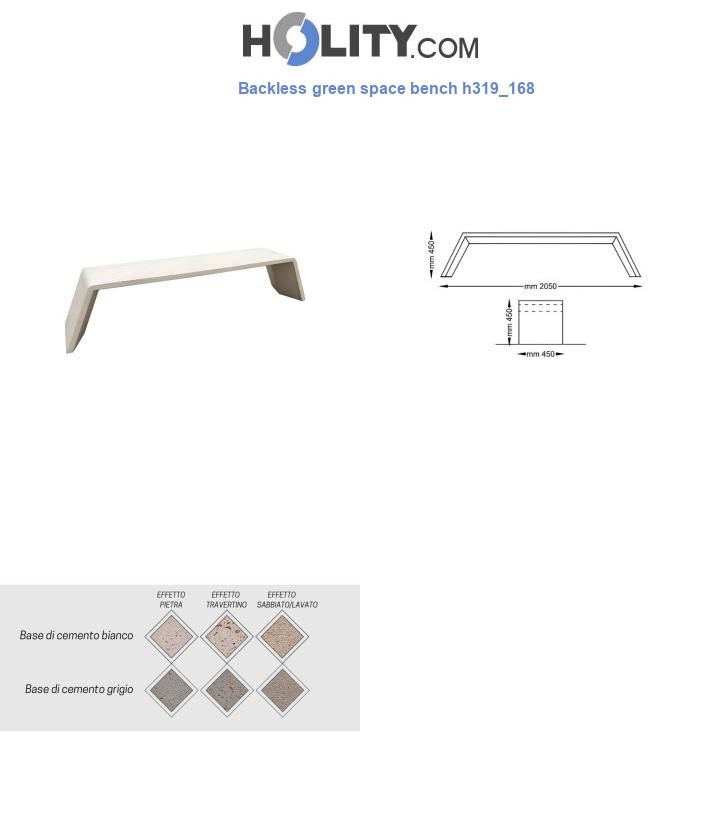 Backless green space bench h319_168