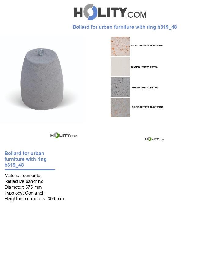 Bollard for urban furniture with ring h319_48